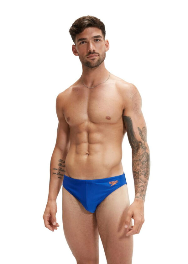 Man wearing Speedo 5 cm Solar Brief - Cobalt - Front view