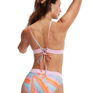 Speedo Womens Printed Banded Triangle Swim Bikini – Pink / Pumpkin / Blue / Coral