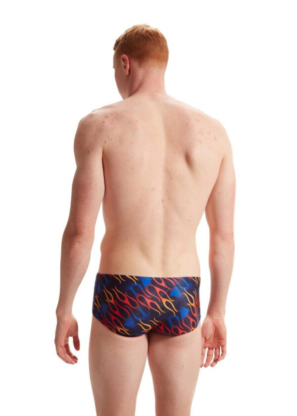 Speedo 13.5 cm Club Training Allover Flaming Wheels Brief – Blue / Watermelon / Mandarin
