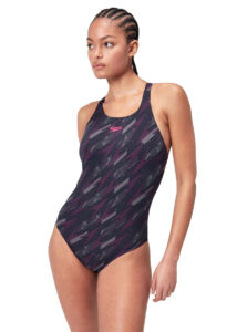 Speedo Womens HyperBoom Allover Medalist Swimsuit - Black / Pink
