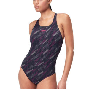 Speedo HyperBoom Allover Medalist Swimsuit - Black / Pink
