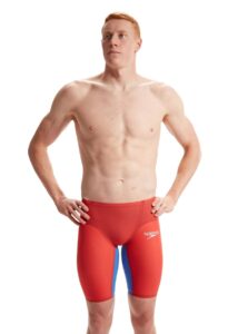 Speedo Fastskin LZR Pure Valor 2.0 High Waisted Jammer - Flame Red / Cobalt Pop