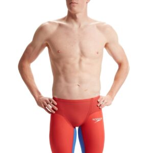 Speedo Fastskin LZR Pure Valor 2.0 High Waisted Jammer - Flame Red / Cobalt Pop