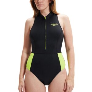 Speedo Sleeveless Thermal Swimsuit - Black / Yellow