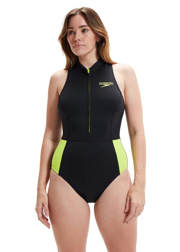 Speedo Sleeveless Thermal Swimsuit - Black / Yellow