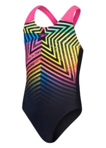 Speedo Girls Digital Placement Splashback Swimsuit - Black / Pink