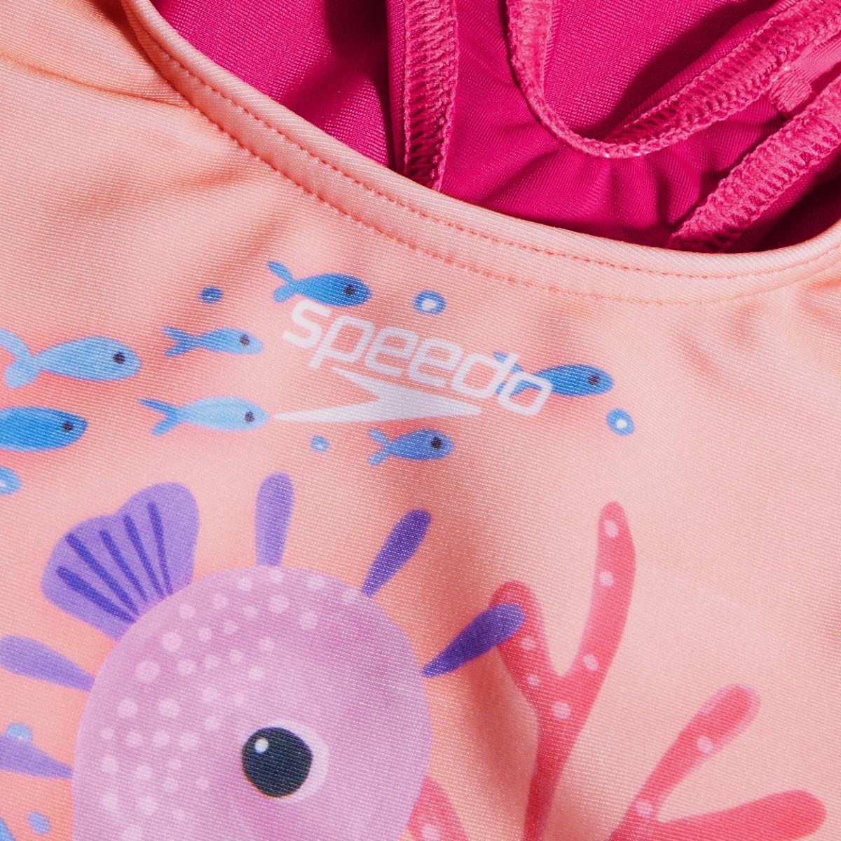 Speedo Girls Digital Printed Swimsuit - Pink / Coral-605553