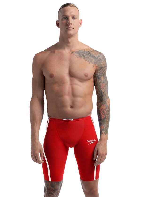 Speedo Fastskin LZR Pure Intent 2.0 High Waisted Jammer - Flame Red / White - Front view