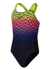 Speedo Girls Digital Placement Powerback Swimsuit - Black / Pink