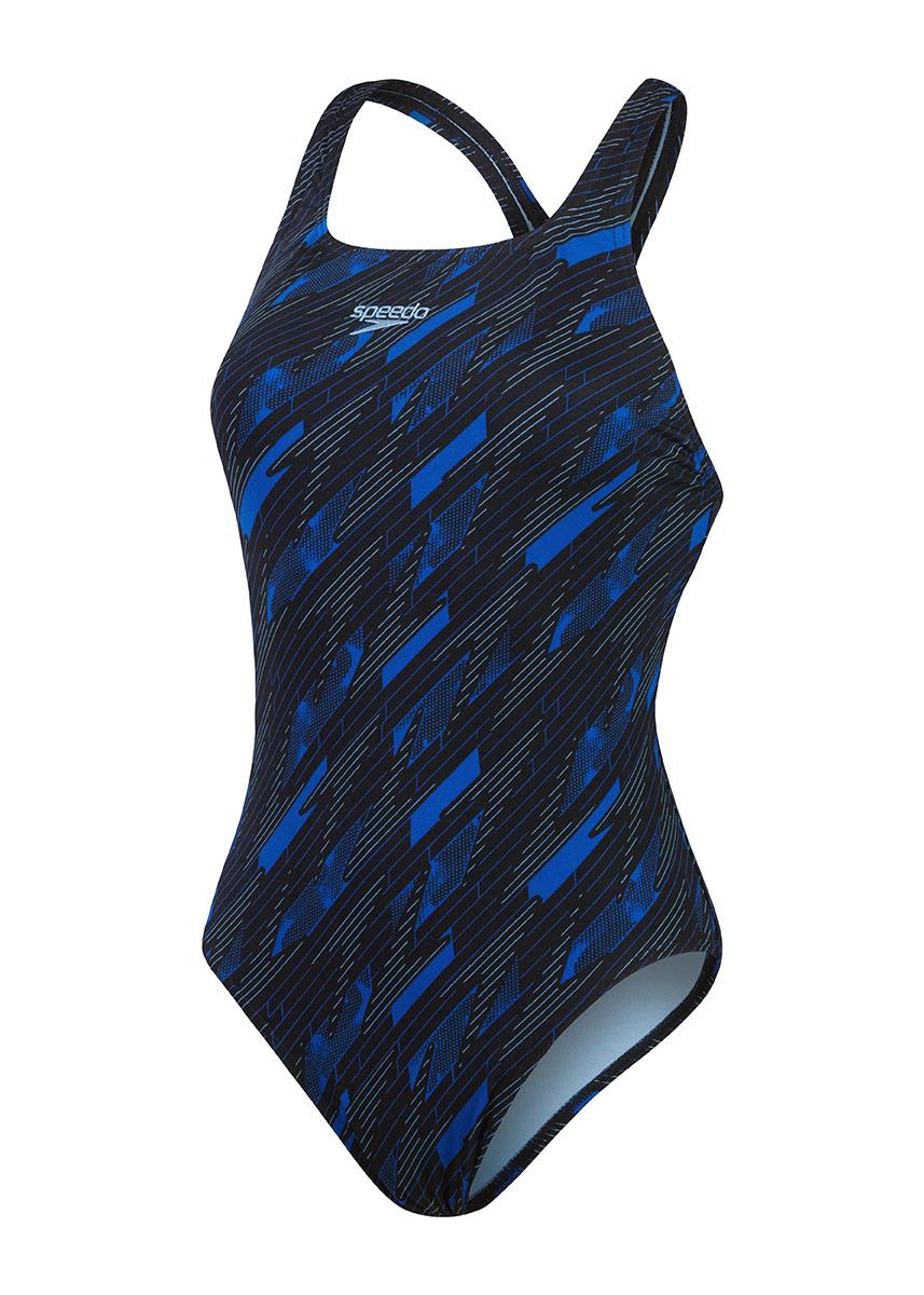 Speedo HyperBoom Allover Medalist Swimsuit - Black / Blue-603449