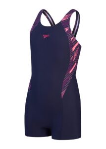 Speedo Girls HyperBoom Splice Legsuit - Navy Blue / Pink