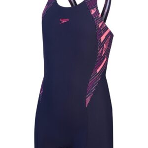 Speedo Girls HyperBoom Splice Legsuit - Navy Blue / Pink