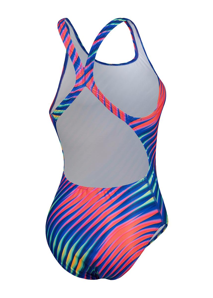 Speedo Womens Allover Digital Powerback Swimsuit - Blue / Red-603598