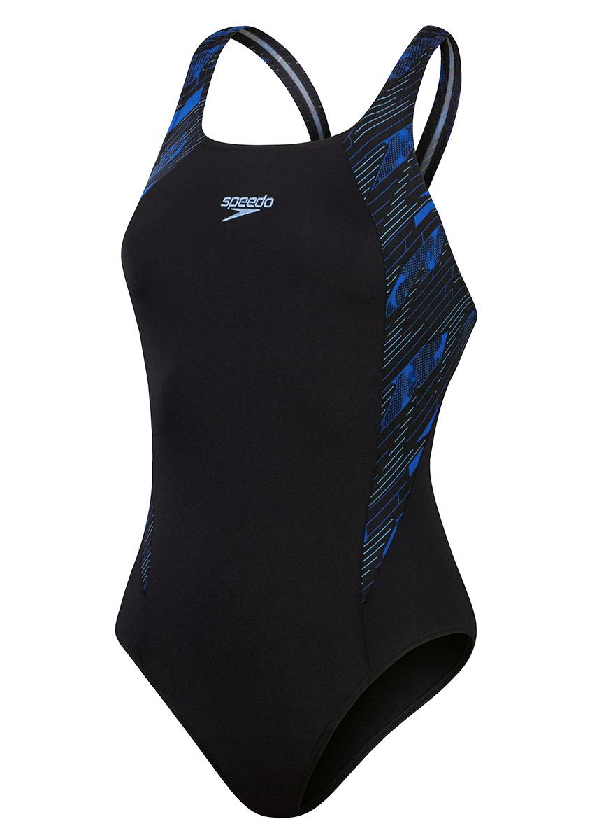 Speedo Womens HyperBoom Splice Muscleback Swimsuit - Black / Blue-603408