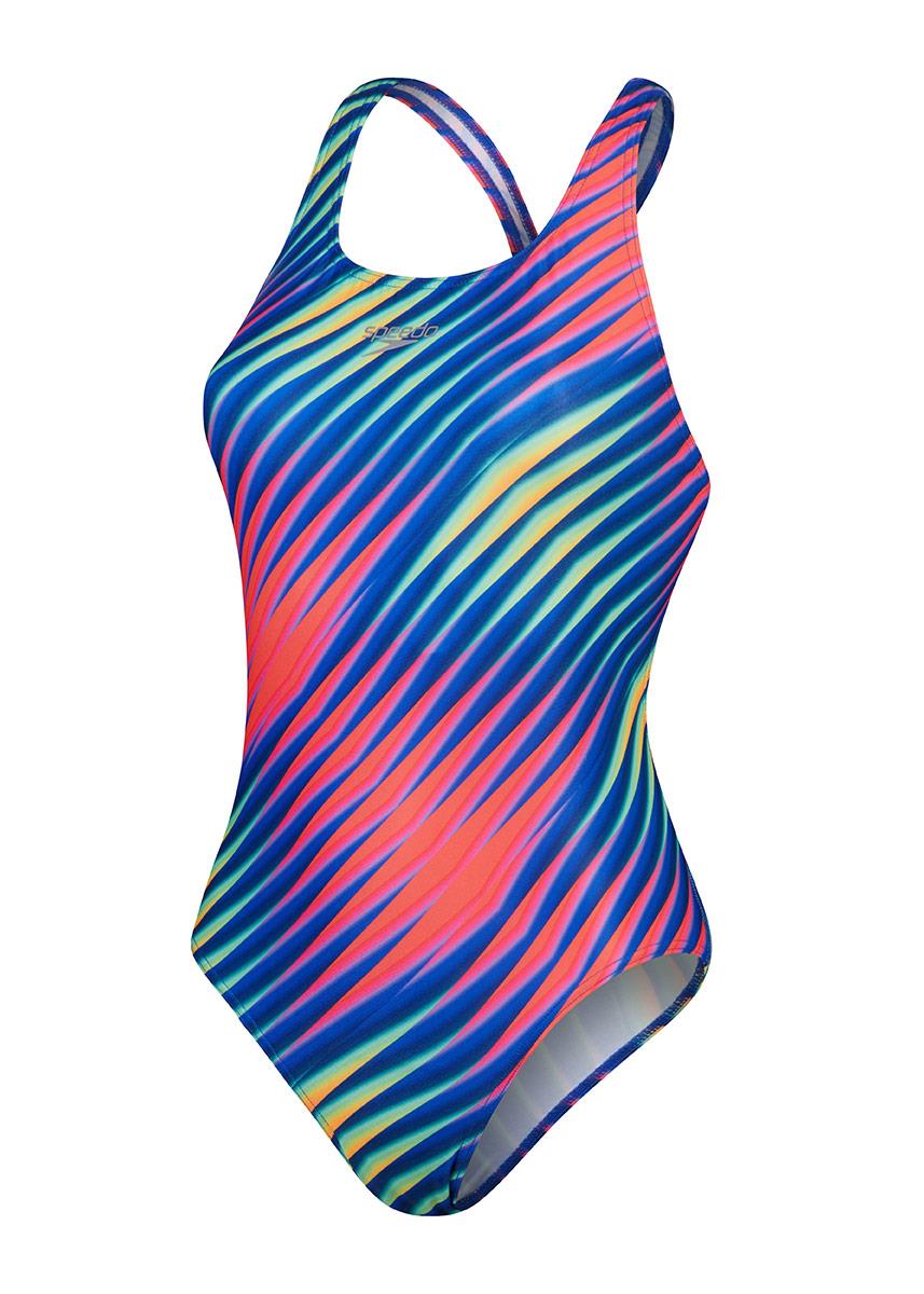 Speedo Womens Allover Digital Powerback Swimsuit - Blue / Red-603597