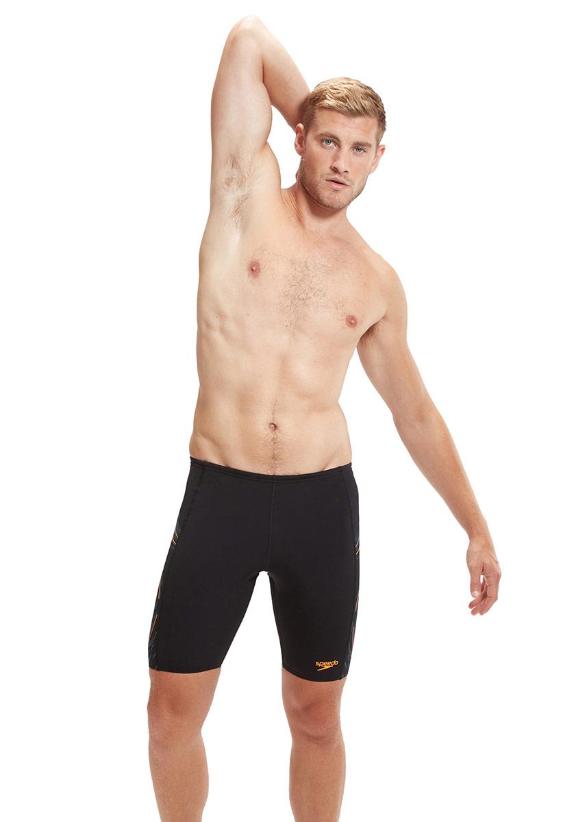 Speedo Mens Tech Panel Jammer - Black / Orange-602609