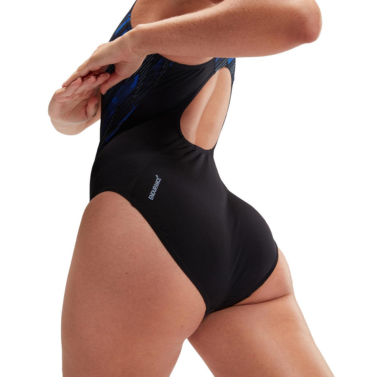 Speedo Womens HyperBoom Splice Muscleback Swimsuit - Black / Blue-603407