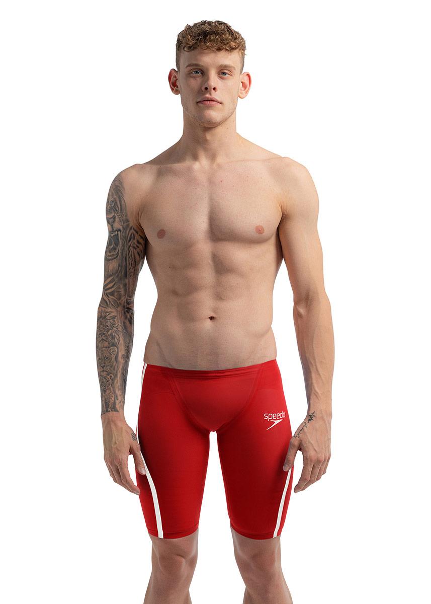 Front view of Speedo Fastskin LZR Pure Intent 2.0 Jammer - Flame Red / White