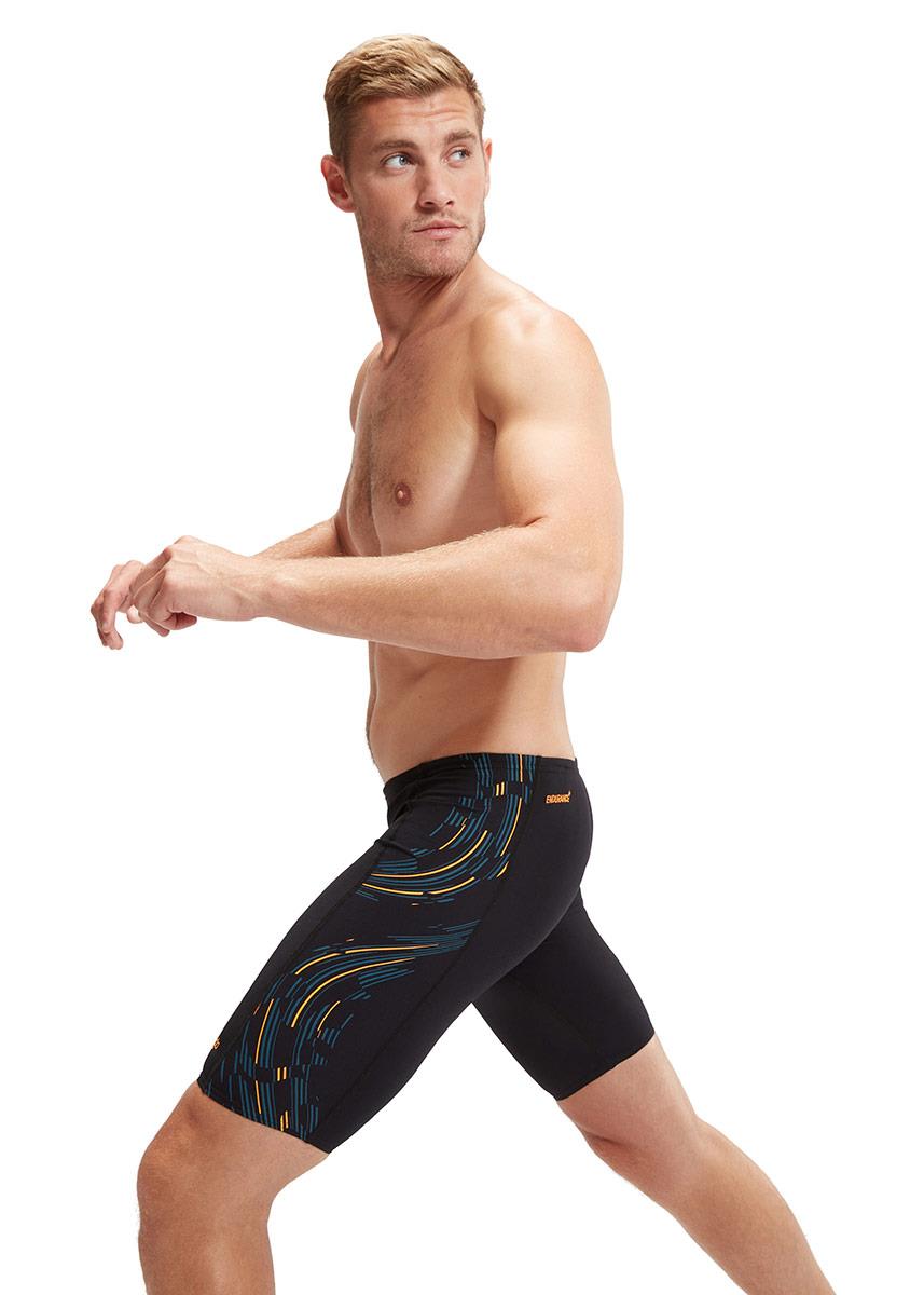 Speedo Mens Tech Panel Jammer - Black / Orange-602608