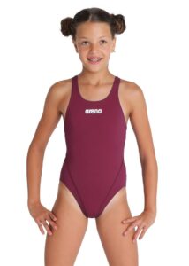 Arena Kids Team Swim Tech Solid Swimsuit - Red Fandango/White