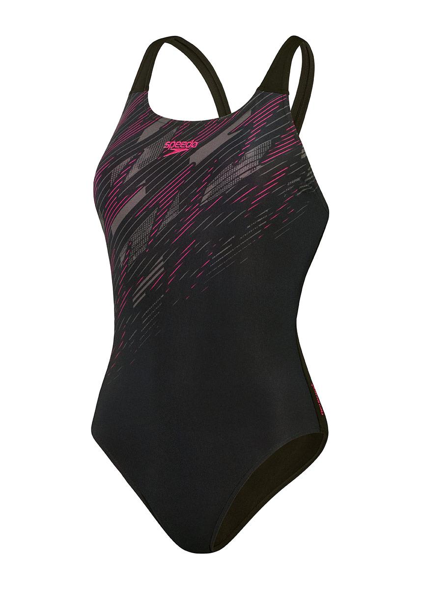 Speedo HyperBoom Placement Muscleback Swimsuit - Black / Pink-603458