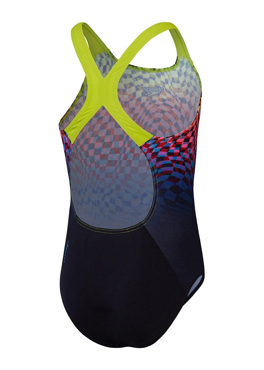 Speedo Girls Digital Placement Powerback Swimsuit - Black / Pink-brand