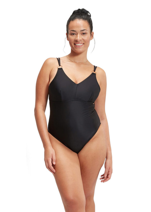 Speedo Shaping Strappy Swimsuit - Black