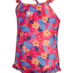 Speedo Girls Digital Frill Thinstap Swimsuit - Pink / Yellow / Coral / Watermelon / Blue