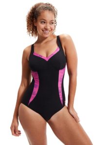 Speedo Shaping Printed LunaElustre Swimsuit - Black / Pink