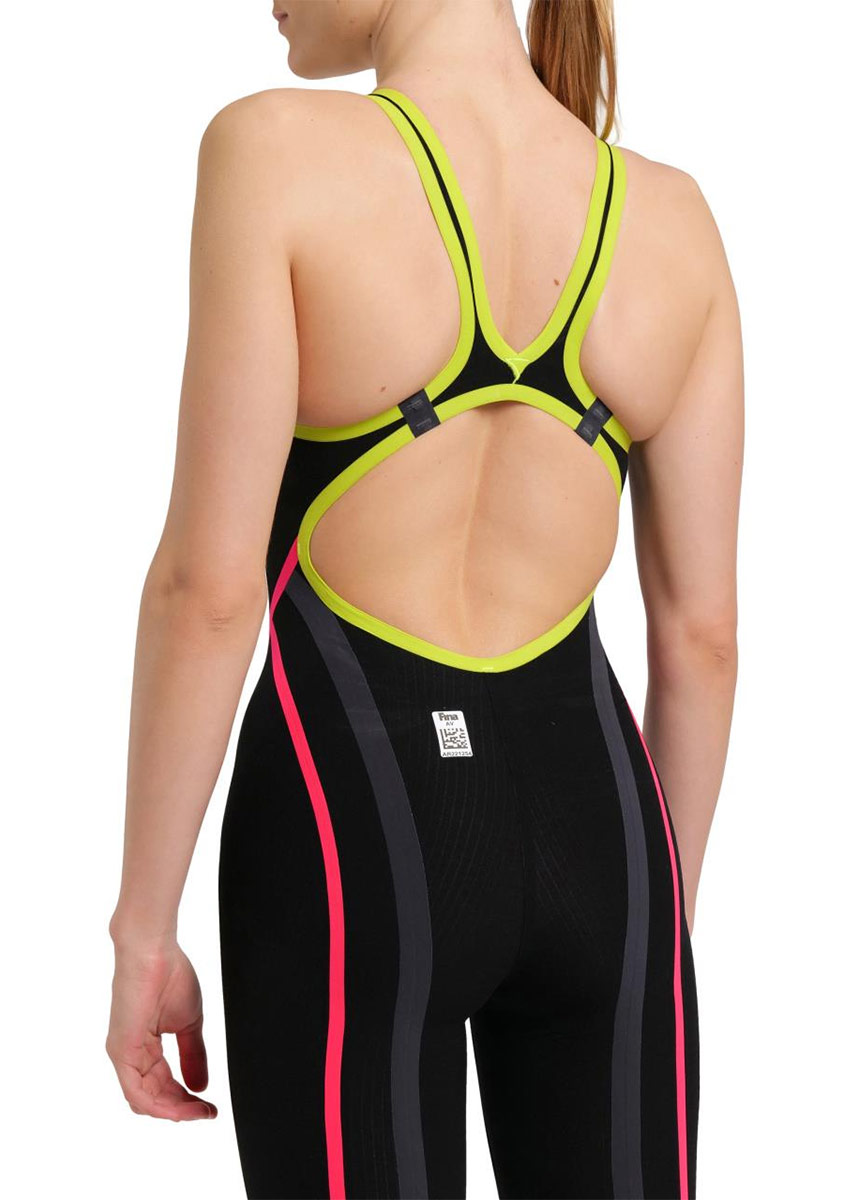 Arena Powerskin Carbon Core FX Openback Kneesuit - Black / Fluo Yellow-611491