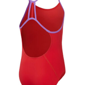 Speedo Girls Lane Line Back Swimsuit – Watermelon Red