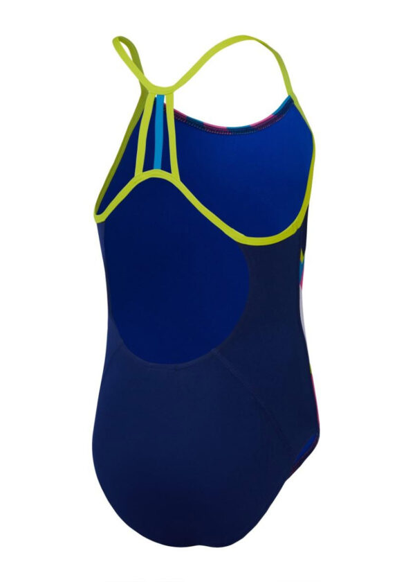 Speedo Girls Placement Lane Electrify Swimsuit – Blue / Pink / Lime