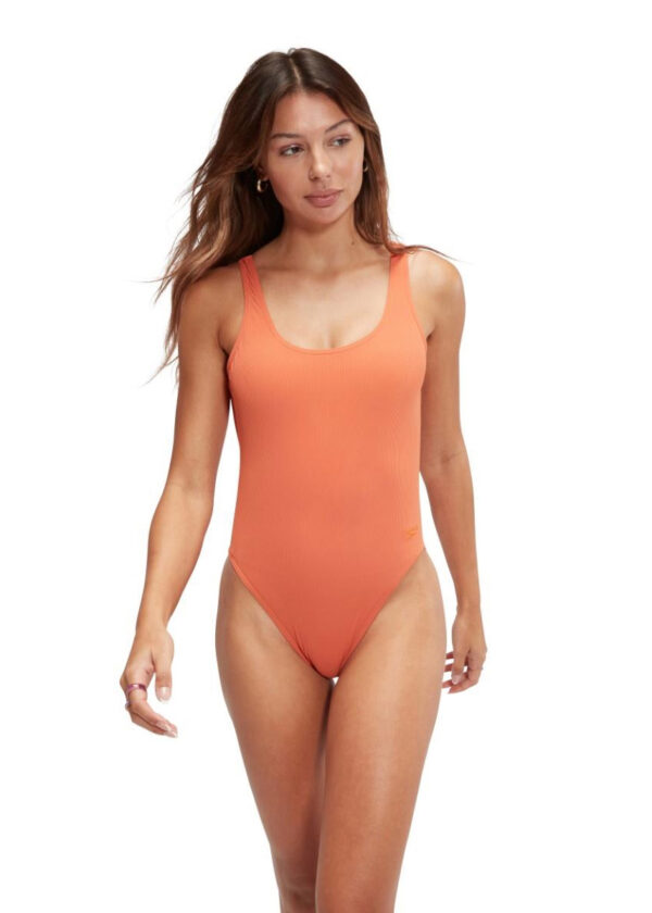 Speedo Textured Deep U-Back Swimsuit - Fall / Terracotta