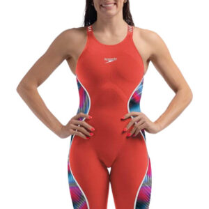 Speedo Fastskin LZR Pure Intent 2.0 Openback Kneeskin - Flame Red / Picton Blue