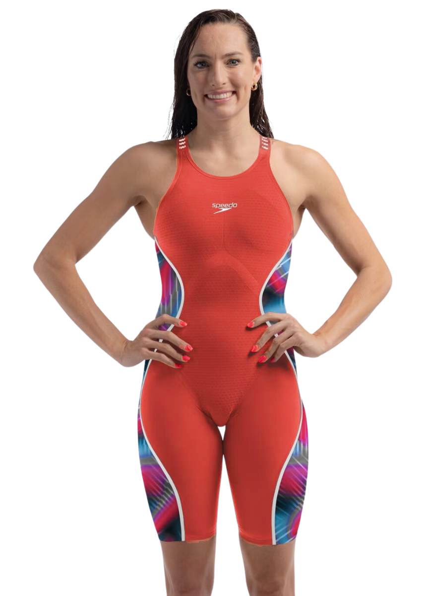 Speedo Fastskin LZR Pure Intent 2.0 Openback Kneeskin - Flame Red / Picton Blue