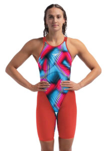 Speedo Fastskin LZR Pure Valor 2.0 Openback Kneeskin - Flame Red / Picton Blue
