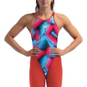 Speedo Fastskin LZR Pure Valor 2.0 Openback Kneeskin - Flame Red / Picton Blue