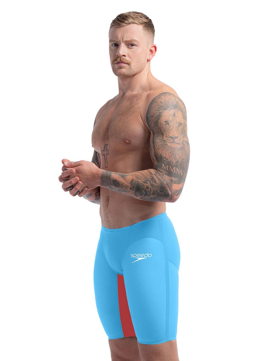 Speedo Fastskin LZR Pure Valor 2.0 High Waisted Jammer - Picton Blue / Flame Red-611540