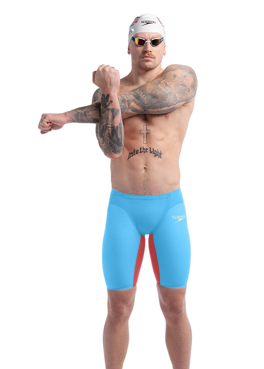 Speedo Fastskin LZR Pure Valor 2.0 High Waisted Jammer - Picton Blue / Flame Red-611544