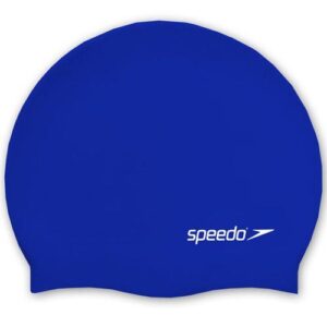 Speedo Plain Flat Silicone Junior Cap - Royal Blue-0
