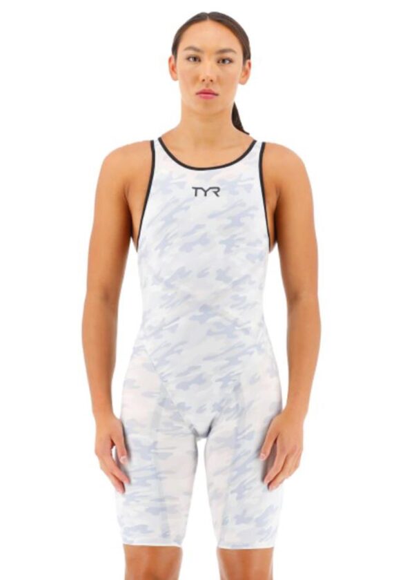 TYR Venzo Camo Open Back Kneeskin - White