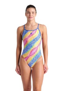 Arena Womens Let it Beat Lace Back Swimsuit - Royal Blue / White