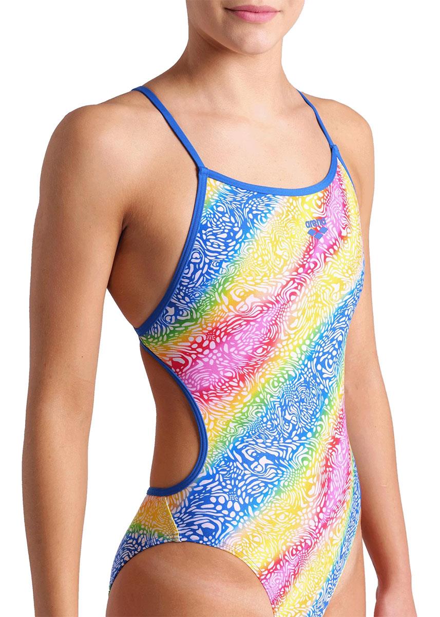 Arena Womens Let it Beat Lace Back Swimsuit - Royal Blue / White-613175