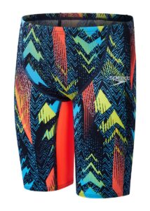 Speedo Fastskin Junior Endurance+ Max High Waisted Jammer - Dark Teal/Picton Blue/Siren Red