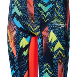 Speedo Fastskin Junior Endurance+ Max High Waisted Jammer - Dark Teal/Picton Blue/Siren Red
