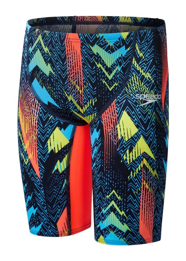 Speedo Fastskin Junior Endurance+ Max High Waisted Jammer - Dark Teal/Picton Blue/Siren Red