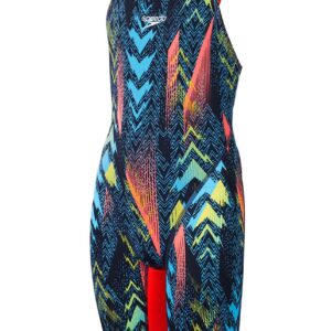 Speedo Fastskin Junior Endurance+ Max Openback Kneeskin - Dark Teal/Picton Blue/Siren Red