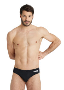 Arena Mens Team Solid Swim Briefs - Black / White
