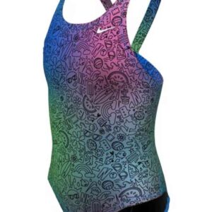 Nike Girls Hydrastrong Multi Print Fastback Swimsuit - Cool Multi-0