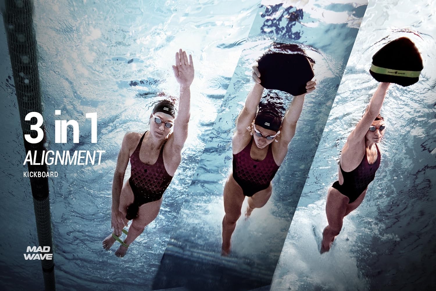 Mad Wave Alignment 3-in-1 Pullbuoy Kickboard with Ankle Strap-619715